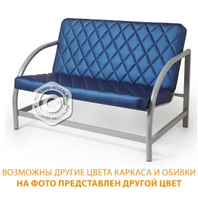 диван двухместный до-7/2/3 (кожзам эконом белый, каркас серый)